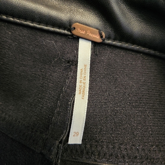 Free People Faux Leather Vegan High Rise Long & Lean Pants Leggings Stretchy - Picture 7 of 9